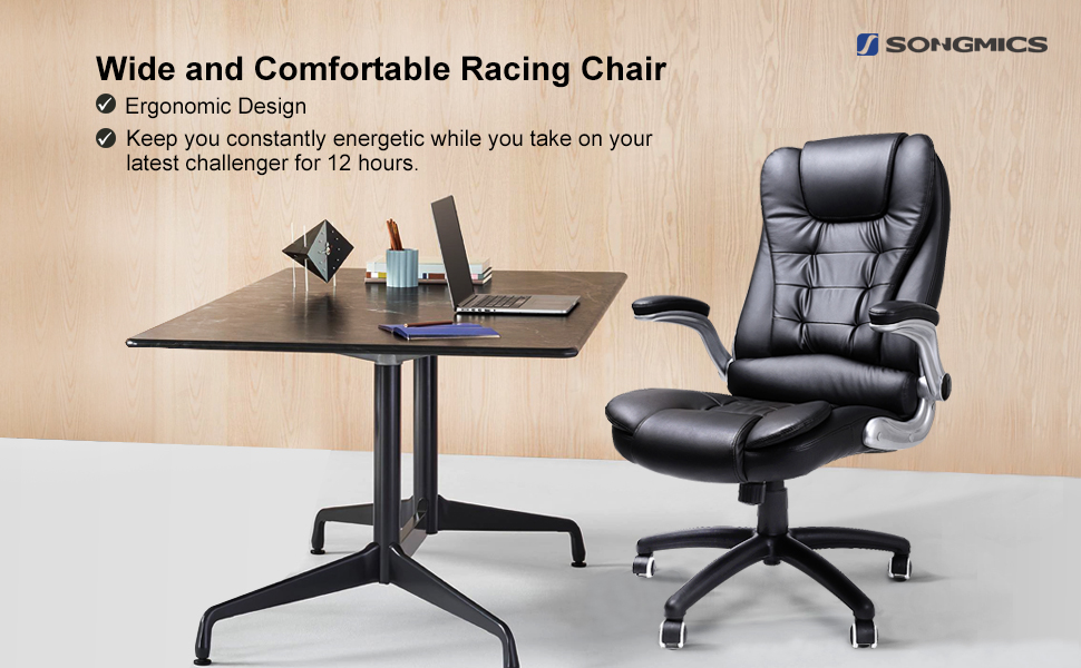 SONGMICS Office Swivel Chair With 76 Cm High Back Large Seat And Flip-Up Armrest Computer Desk Executive Chair PU OBG51BUK 10 data-src=https://m.media-amazon.com/images/S/aplus-seller-content-images-us-east-1/A1F83G8C2ARO7P/A3W1YAJZVE78ZY/B07448ZDP4/N1lGHjsUQUWr._UX970_TTW__.jpg