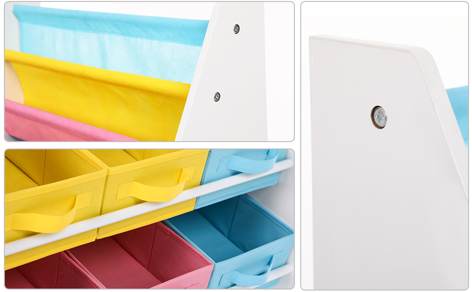 SONGMICS Toy and Book Storage Organiser Shelf Unit with Fabric