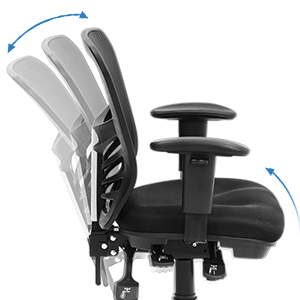 Songmics Office Chair Ergonomic, Computer Mesh Desk Chair, Adjustable Armrests, Unique Height Adjustable Backrest, Tilt Function And Position Lock, Lumbar Support, Black OBN52BKUK 12 Ergonomic Mesh Chair