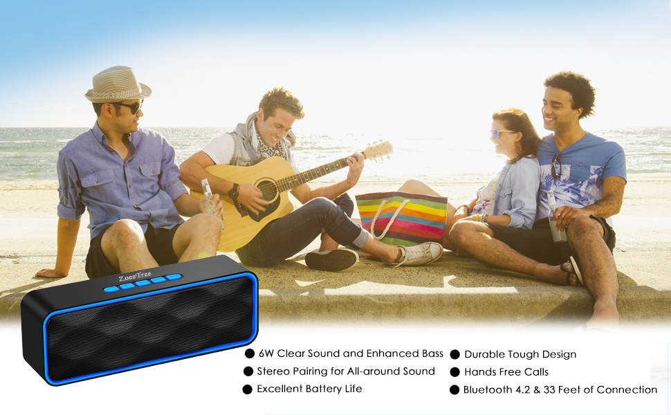 ZoeeTree S1 Bluetooth Speaker, Protable Speaker with Stereo Audio and