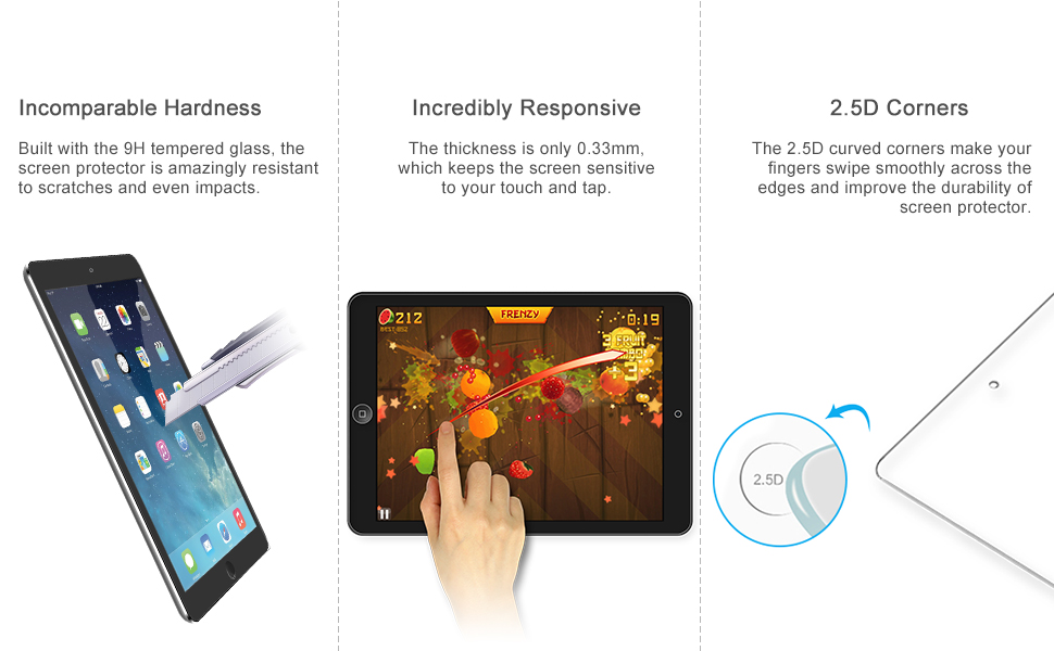 JETech Screen Protector for iPad mini 1 2 3 (Not mini 4/5/6), Tempered