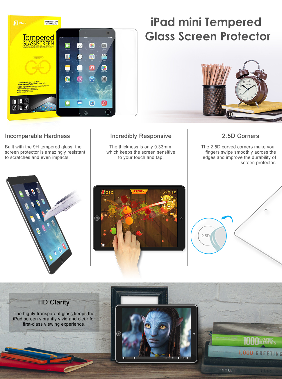 JETech 0336 Screen Protector for Apple iPad Mini 1 2 3 Amazon.co.uk