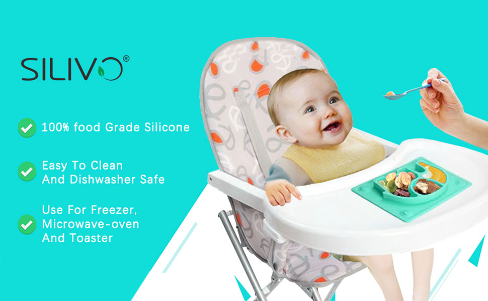 SILIVO baby plates with suction cups for toddlers,kids and children