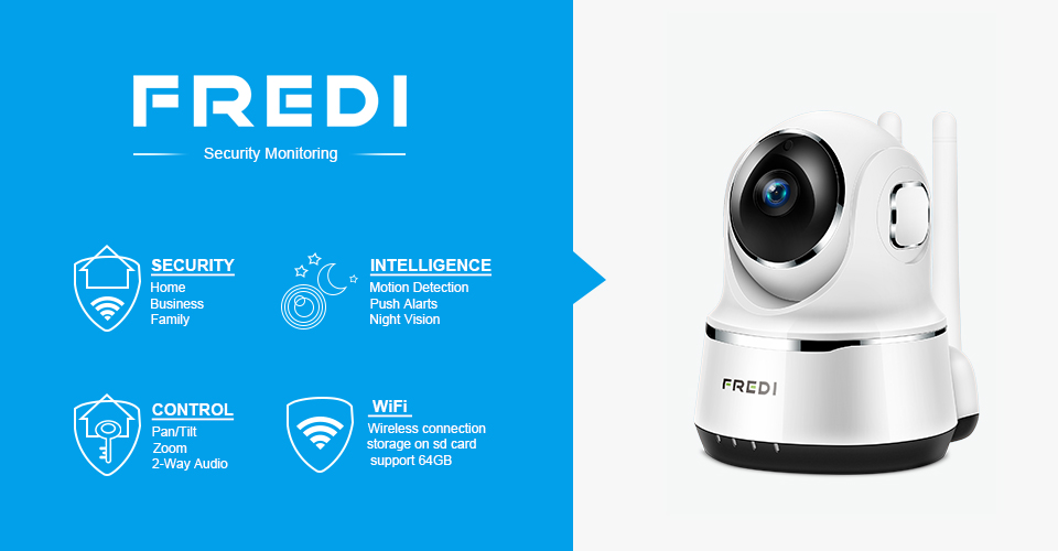 IP Camera, FREDI Wireless Security Night Vision Camera 720P Wifi