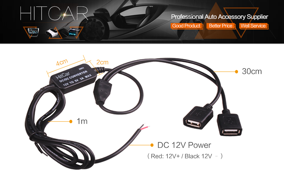 Hard Wire Power Cord Cable Car Charger Dual USB Female Amazon.co.uk Electronics