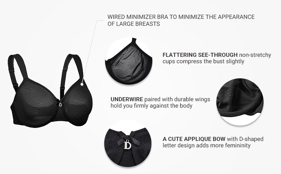 Delimira Women's Minimiser Bra Full Coverage Smooth Support Underwired