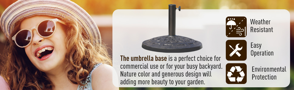 Outsunny 14kg Round Garden Parasol Base Decorative Resin Market Umbrella Stand 14 Outsunny 14kg Round Garden Parasol Base Decorative Resin Market Umbrella Stand -Outdoor Furniture Store