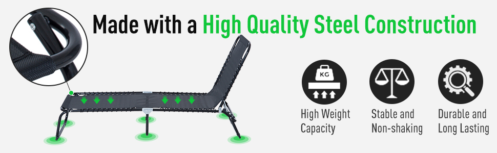 Outsunny Garden Sun Lounger Reclining Cot Foldable Hiking Camping Chair Black 14 Outsunny Garden Sun Lounger Reclining Cot Foldable Hiking Camping Chair Black -Outdoor Furniture Store