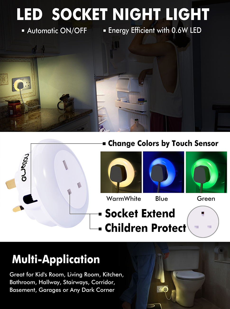 Emotionlite LED Plug In Socket Night Light with Dusk to Dawn Senor