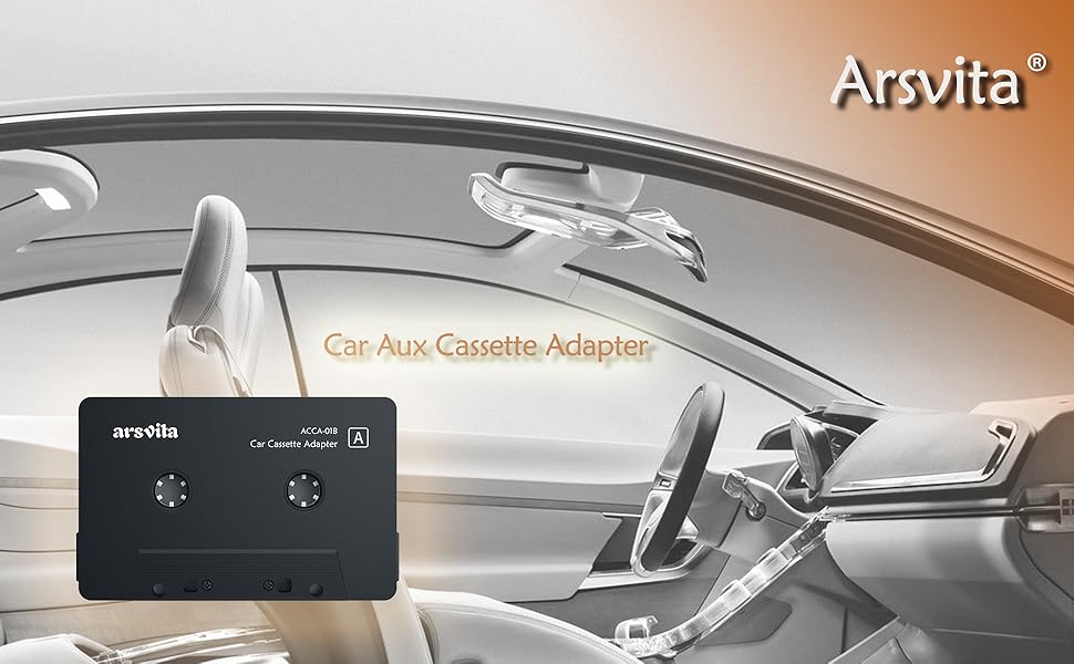 arsvita Car audio aux cassette adapter, 3.5 MM auxillary cable Tape