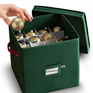 Christmas decorations storage boxes tinsel xmas gift baubles presents tree box Premium Christmas Bauble Storage Box With Dividers - 64 Compartment Xmas Ornament Storage Box