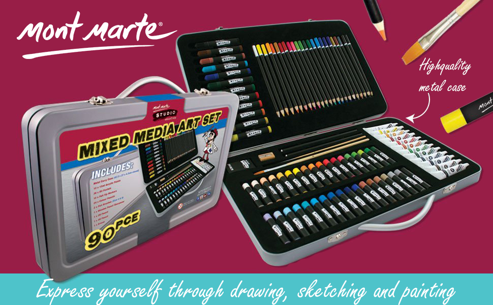 MONT MARTE Art Set 90 Pieces High Quality Painting and Drawing Set