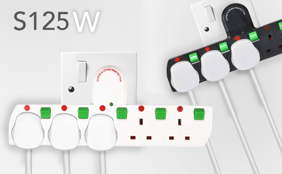 Duronic S125W 5 Way UK Plug Surge Protected Power Extension Adaptor