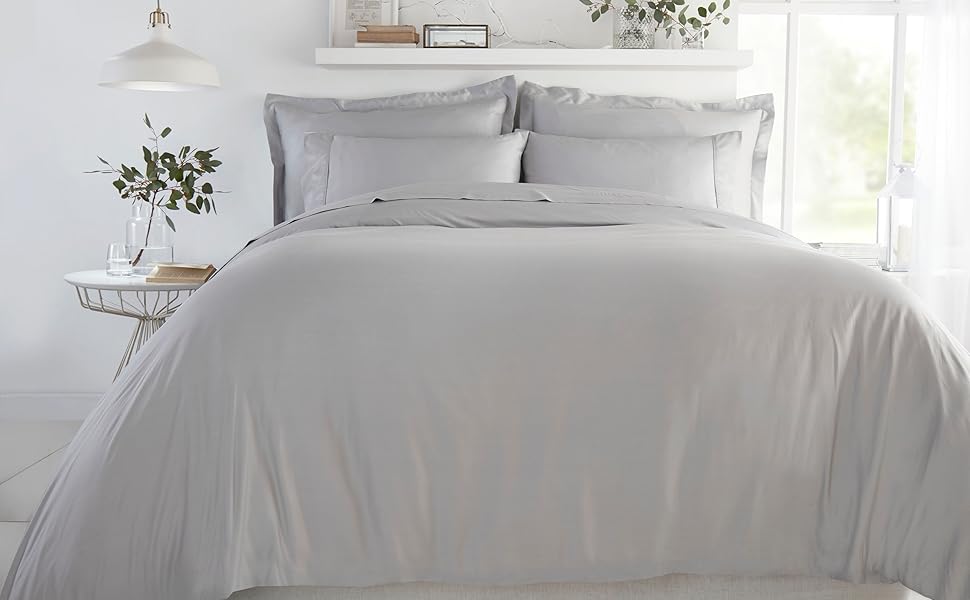 100 Bamboo Bed Linen Luxury Fitted Sheet Double (Soft Grey