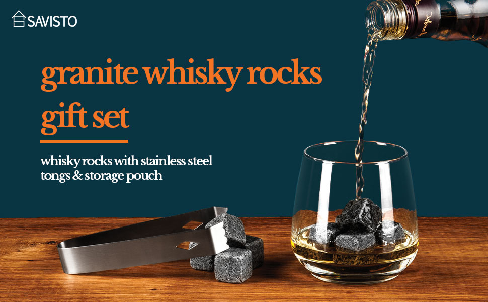 Savisto Granite Whisky Stones Gift Set Set of 10 Reusable Chilling