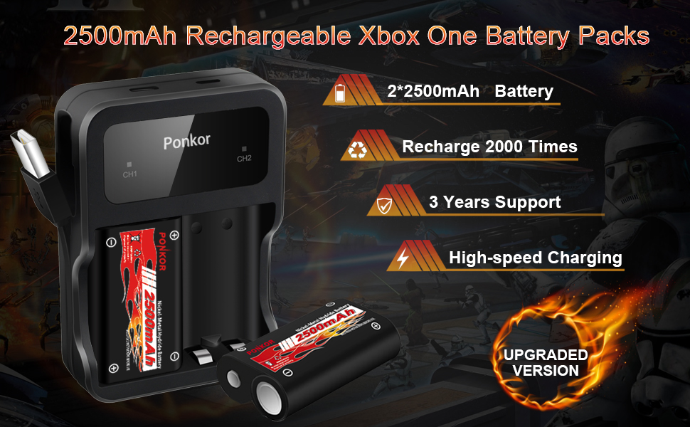 Xbox One Controller Battery Pack,2500mAh Rechargeable Battery Pack for