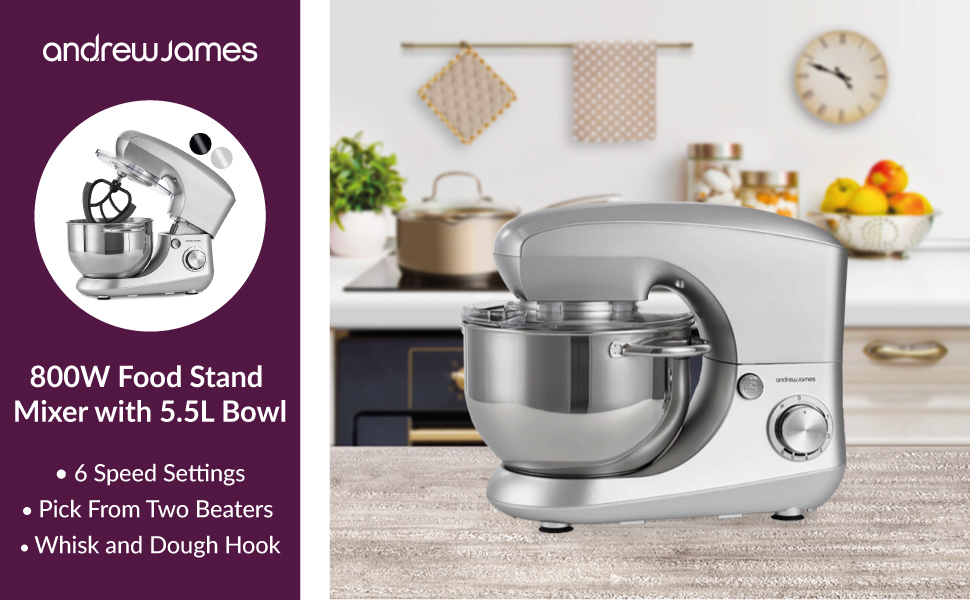 Andrew James Stand Mixer Electric Food Mixer with Large 5.5 Litre Bowl