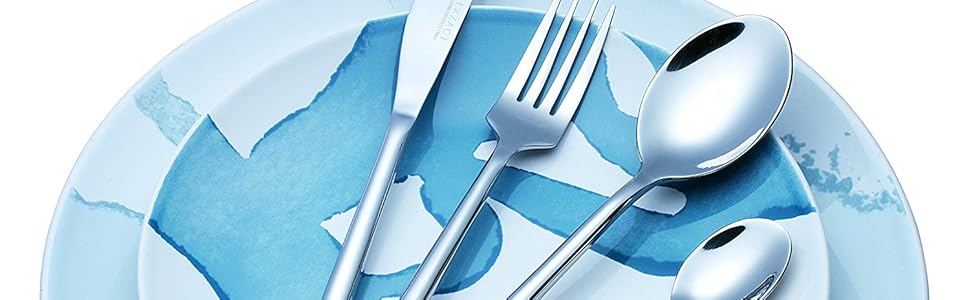 Exzact Cutlery Set Forged Stainless Steel 16 PCS - 4 Forks, 4 Dinner Knives, 4 Dinner Spoons,