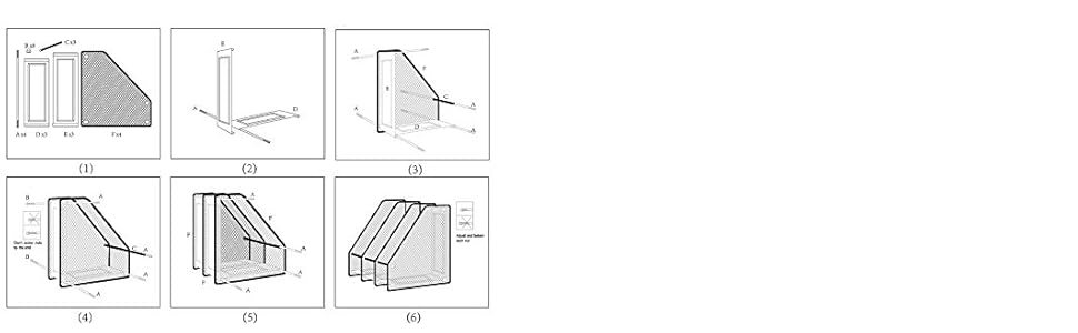 Exerz Magazine Holder Triple Rack, Mesh Metal - 3 Compartments Documents/Notebooks/Folder