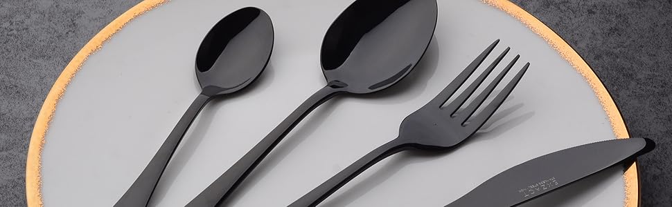 Exzact Cutlery Flatware Set of 16, Premium 18/10 Stainless Steel - 4 x Forks, 4 x Dinner Knives