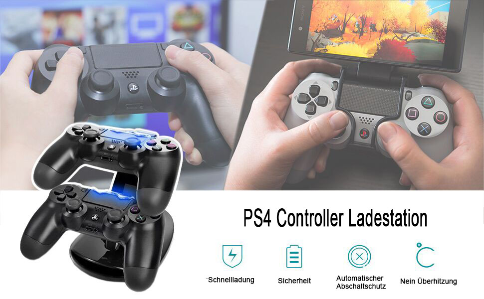 KONKY PS4 Controller Ladestation Charger, Dualshock Docking Ladegerät