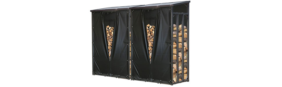 Estantería para leña con protección contra la intemperie (2 unidades)