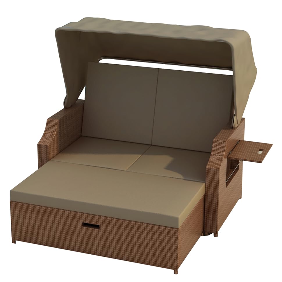 Strandkorb Cuxhaven braun - braun Polyrattan Aluminium ...