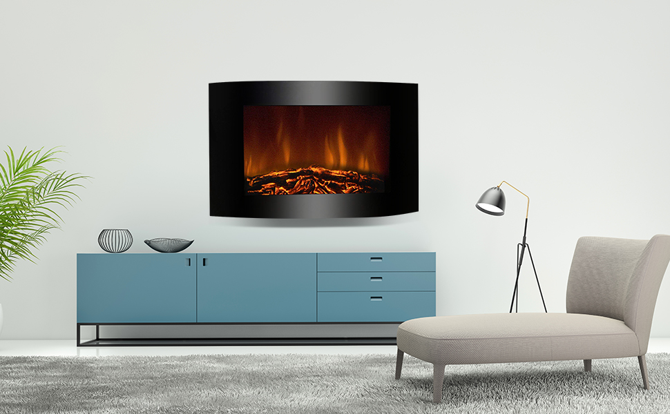 35" Elektrokamin Wandmontage Wandkamin Ofen Kaminfeuer LED Flammen | eBay