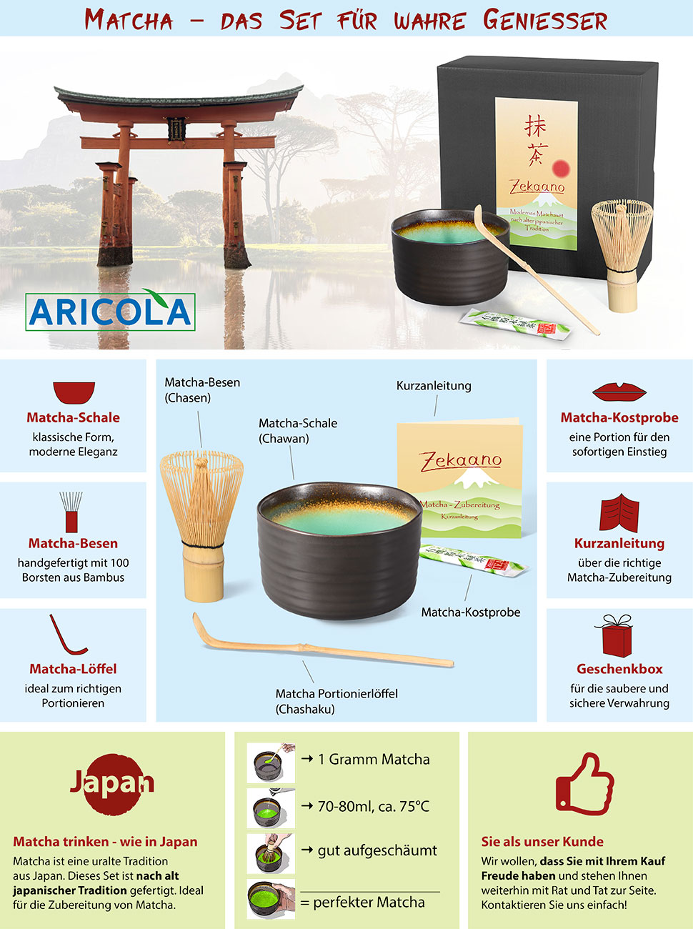 MatchaSet 3teilig, anthrazit/türkis, bestehend aus MatchaSchale