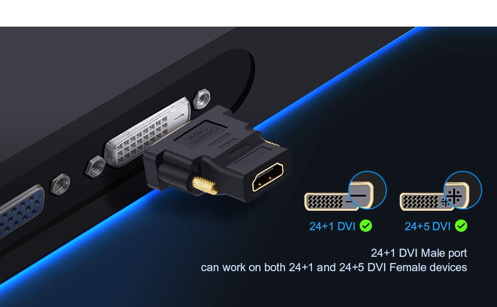 CableCreation DVI HDMI Adapter, Bidirektionaler DVIStecker auf HDMI