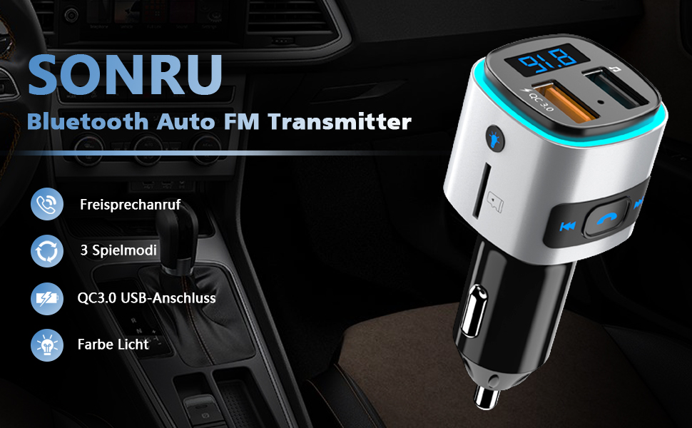 SONRU Bluetooth FM Transmitter, Auto Radio Transmitter Amazon.de