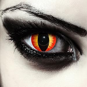 Red colored cat eye contacts without power carnival halloween Sauron costume cosplay