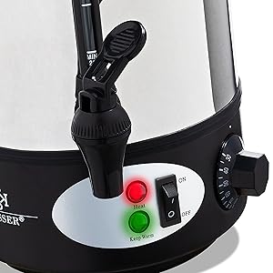 Distributeur boisson chaude, marmite à vin chaud, chauffe vin, 9kW, avec  compresseur d'air intégré, 1 conduite, boîtier en acier inoxydable