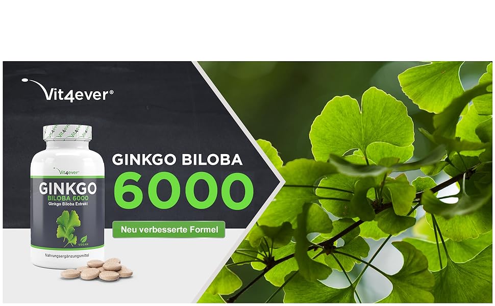 Vit4ever® Ginkgo Biloba 6000360 Tabletten Hochdosiert mit 6000 mg