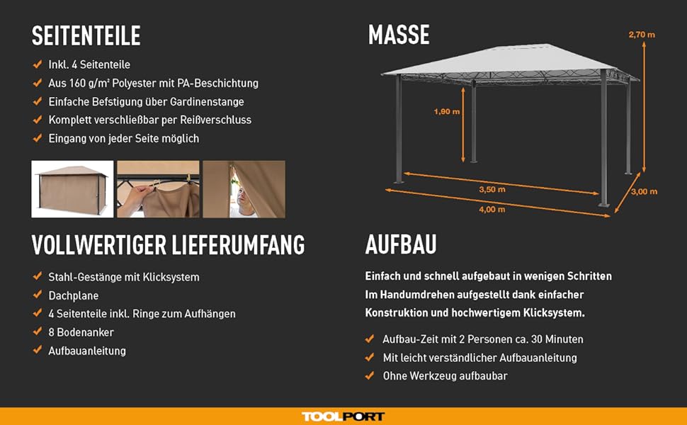 Rendezvous Premium Garden Gazebo 3 x 4 m Cream