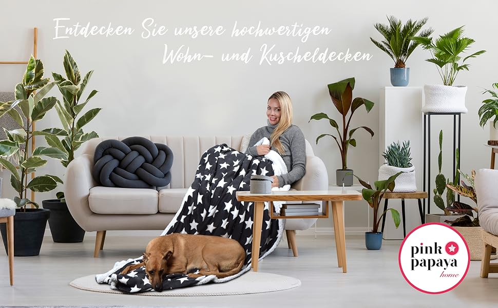 Wohndecke Kuscheldecke Tagesdecke Ärmeldecke Sherpa Fleece Coral Pink Papaya 