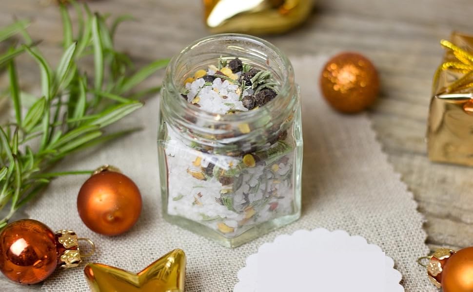 salz rosmarin Bunter Pfeffer weihnachten Weihnachtskugeln Geschenke glas