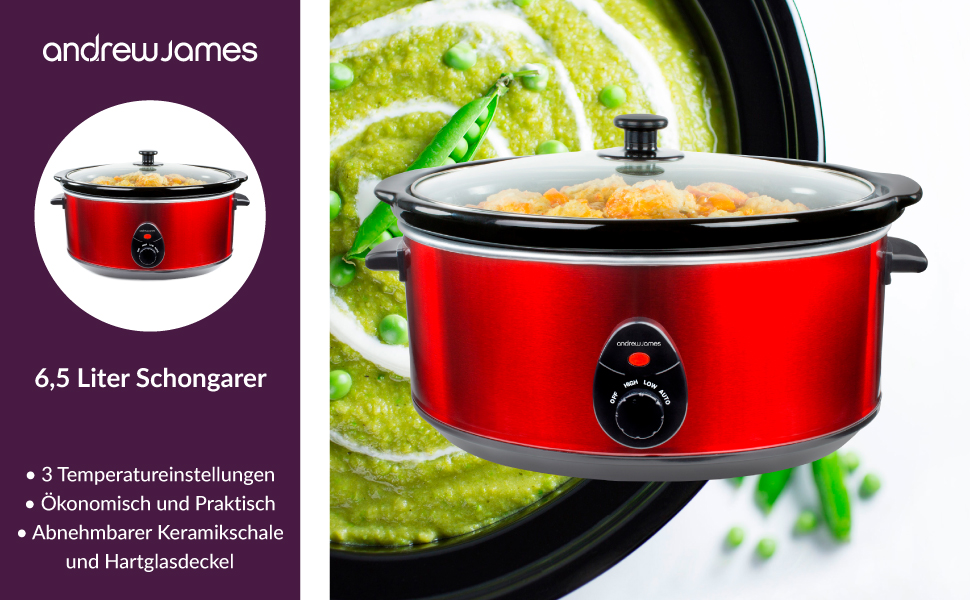 Amazon.de Andrew James Slow Cooker 6,5L Schongarer mit