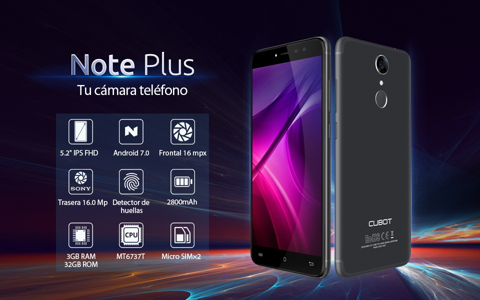 CUBOT Note Plus(2017) - Smartphone Libre 4G Android 7.0, (Pantalla táctil 5.2