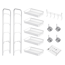 Cozzine Carrito de Cocina de 5 Niveles con 4 Ruedas y 5 Ganchos