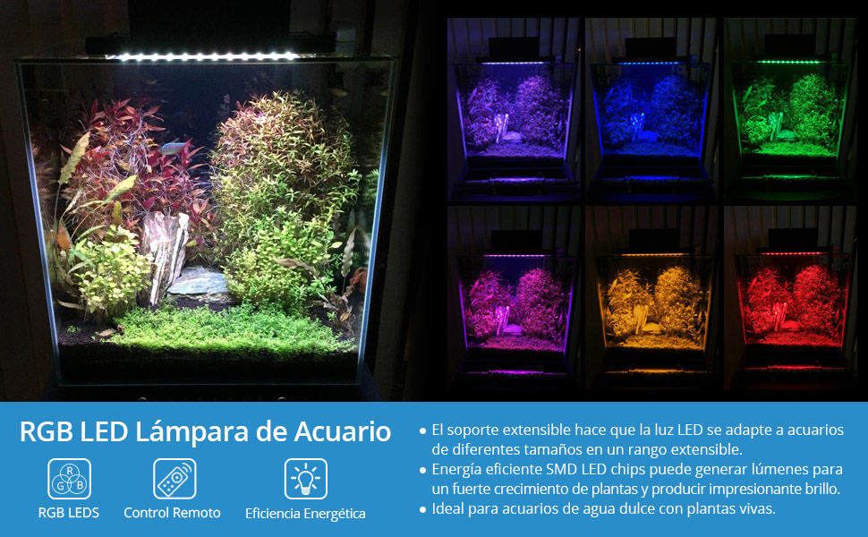 NICREW Luz LED Acuario RGB, Pantalla LED Acuario con Control ...