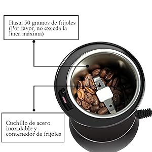 EVELTEK Molinillo de Café Eléctrico, Mini Molinillo de Café ...