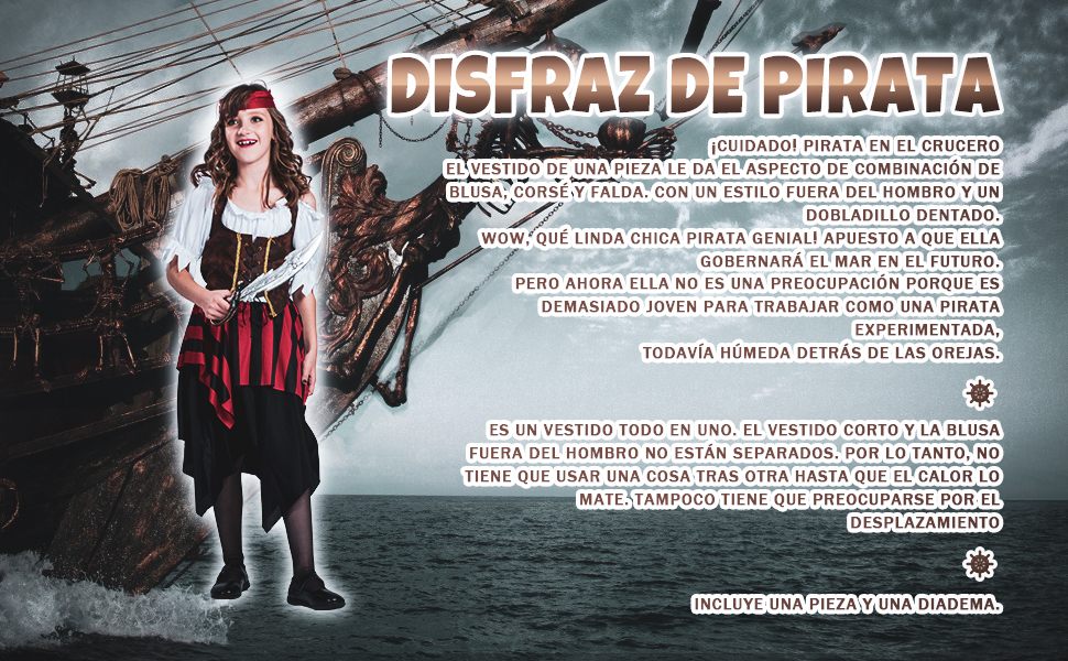 EraSpooky Pirata Niña Disfraz Falda Carnaval: Amazon.es: Ropa y ...