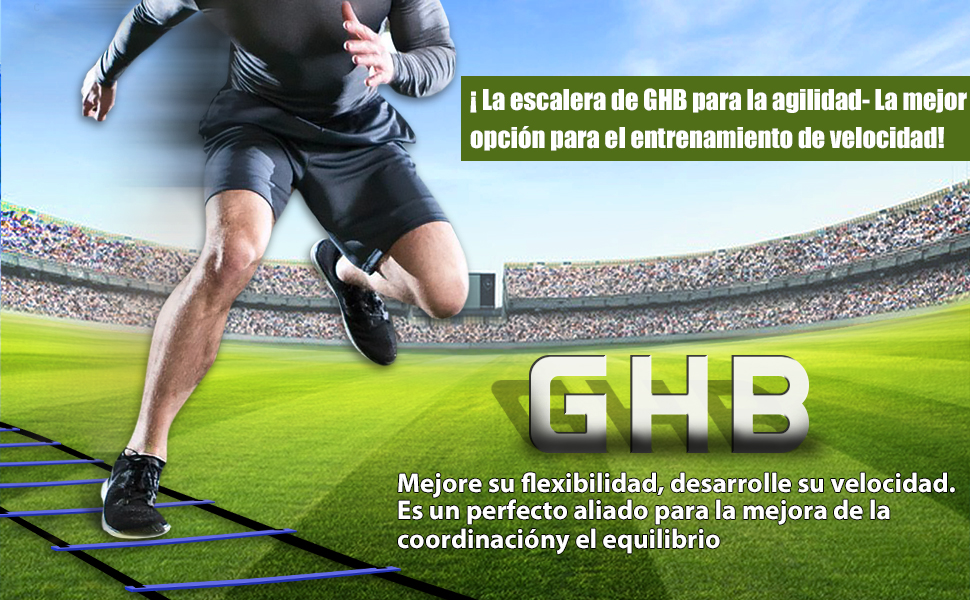 GHB Escalera de Entrenamiento para Agilidad, Fitness, Velocidad de Fútbol - 6 Metros 12 Peldaño [Color- Azul] …: Amazon.es: Deportes y aire libre