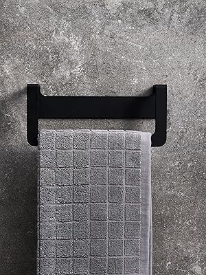 WEISSENSTEIN Toallero adhesivo baño negro | Portatoallas de ...