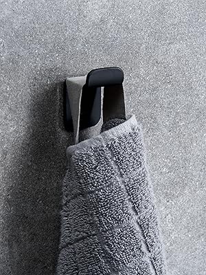 WEISSENSTEIN Gancho adhesivo para pared | Percha albornoz baño acero inoxidable | Colgadores adhesivos | Set 4 ganchos Negros