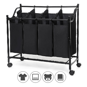 SONGMICS Carrito de LavanderÍa, Cesta de lavanderÍa, Colector de Ropa