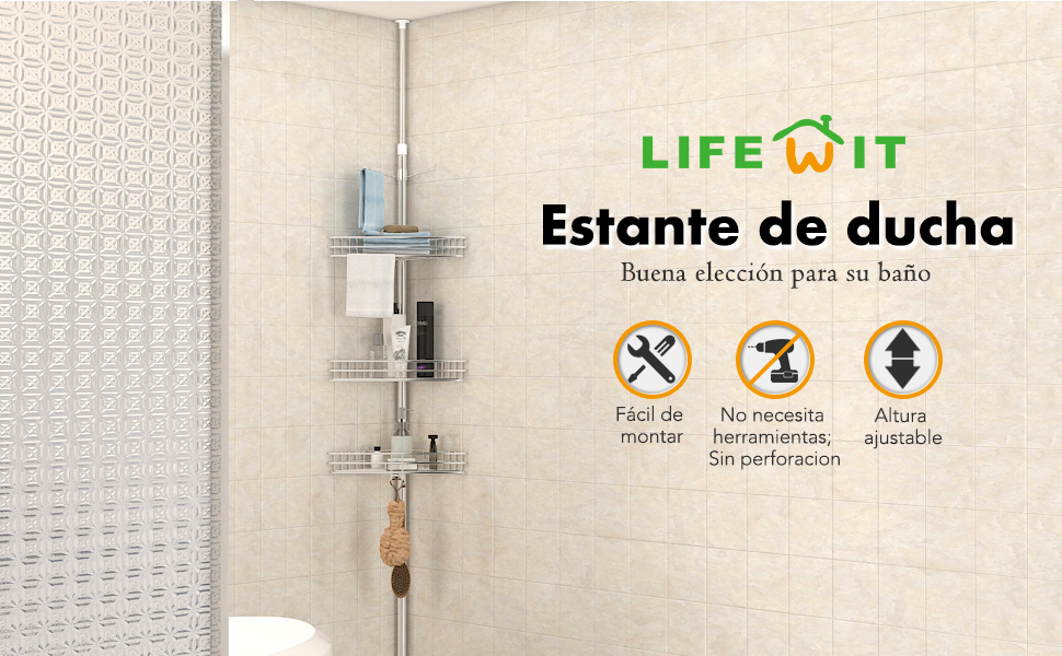 Lifewit Estantería De Ducha para Baño,con Gancho para Colgar ...