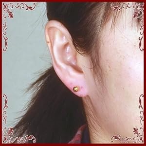 Amazon | 【18金ピアス】 K18 イエローゴールド丸玉ピアス 5mm