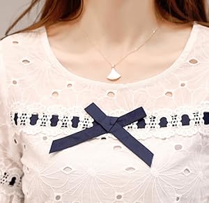 Amazon | [エンジェルムーン] レース トップス 半袖 白 リボン